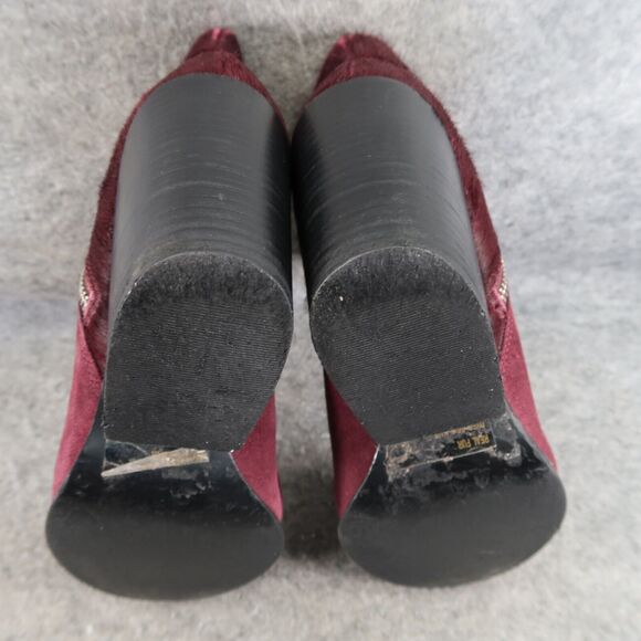 Steve Madden Shoes Womens 7 Booties Leather Cow Hair Fur Tstudio Block Heel Zip - Picture 14 of 16
